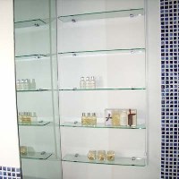 Modern bathroom glass shelves and mosaic tiling fitted by Jobsmiths
